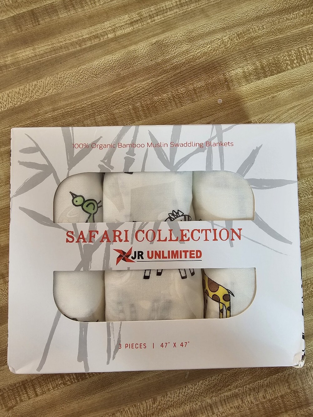 Safari Organic Bamboo Muslin Swaddle Baby Blanket 3 Pack New 47x47 Great Gifts